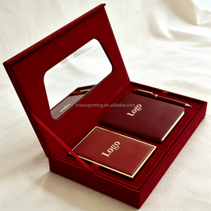 סט יוקרתי של מחברת מעור PU והדפסה בהתאמה אישית, וקלף קלפים, באריזת מתנה קטיפתית, מושלם למתנות - Product Image 2