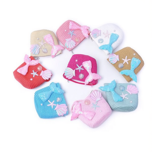 Bolsa Tejida de Paja con Conchas Marinas y Estrellas de Mar, 12x14cm, Accesorio de Playa para Niños - Product Image 1