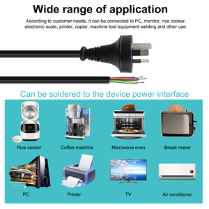 مقبس أسترالي <span class=keywords><strong>3</strong></span> دبوس إلى أسلاك كهربائية مجانية كابل أستراليا SAA سلك طاقة مفتوح - Product Image 2