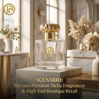 Tapa de Perfume de Metal Zamac con Textura Dorada Fundida, Escultura 3D de Forma Libre, Revestimiento Líquido PP Anti-Fugas, Fabricación por Contrato, OEM Personalizado