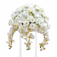 Boule de fleurs artificielles en soie effet cascade, rose et phalaenopsis, pour centre de table de mariage, décoration de vitrine de hall d'exposition et aménagement de fête