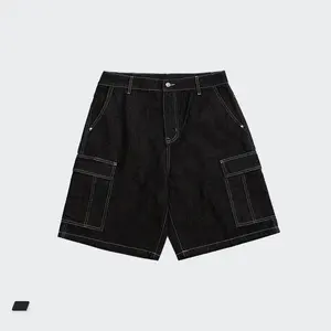 Chất Lượng Cao Đường Phố Mặc Hiphop Baggy Jean Quần Short Cotton Người Đàn Ông Quần Short 5 Inch Denim Hàng Hóa Quần Short Cho Nam Giới