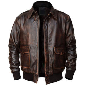 Mens Brown <b>Leather</b> <b>Jacket</b> Classic <b>Vintage</b> Style Winter Outerwear Casual Biker Coat Warm Fashion <b>Leather</b> <b>Jacket</b> for Men - Product Image 3