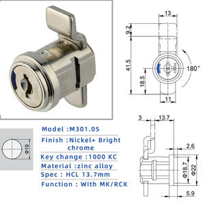 <strong>Drawer</strong> and File Cabinet Zinc Alloy Cabinet Cylinder Cam <strong>Lock</strong> with Master <strong>Key</strong> - Product Image 2