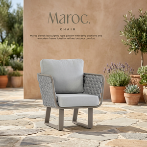 Outdoor Rattan <b>Dining</b> Chair Cushioned Garden <b>Armchair</b> Metal Frame Patio Lounge Seat - Product Image 3