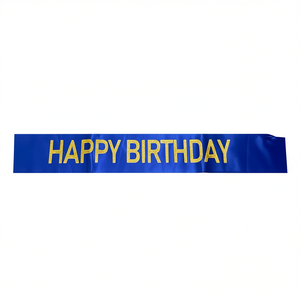 Bandeau Joyeux Anniversaire Party Love Bleu avec Lettres Dorées Décoration de Fête d'Anniversaire Modèle 44508 - Product Image 1