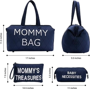 Ensemble de sacs de voyage pour maman avec plusieurs pochettes coussin à langer porte-sucette parfait cadeau de douche de bébé - Product Image 2