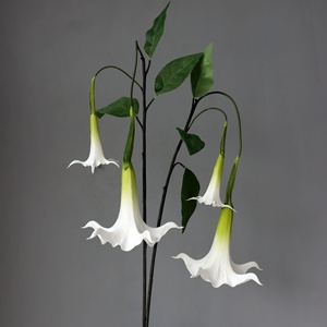 A-932ตกแต่งเทียม <span class=keywords><strong>Datura</strong></span> ทรัมเป็ตดอกไม้สีขาวสัมผัสจริงยางลำโพงซิลิโคนดอกไม้ - Product Image 4