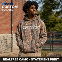 Sweat à capuche personnalisé 460 GSM Realtree Tree Camo épais avec motif graphique pour homme, idéal pour la chasse, les activités de plein air et le streetwear