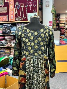 Robe Anarkali à imprimé floral, maxi bohème, ethnique, évasée, imprimée à la main, coupe A, 100% coton, patchwork, 6XL - Product Image 1