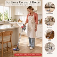 Aspirateur à bâton sans fil ultra-léger haute efficacité 150W avec batterie et filtre HEPA pour sols durs et tapis