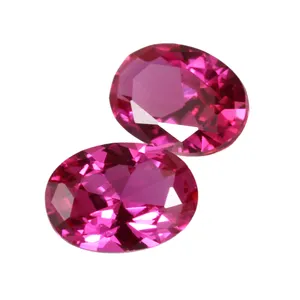 China Factory Loose Gemstone Synthetic Ruby Oval Cut Stone Corundum 3# Red Corundum Ruby Gems