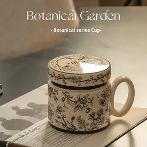 Tazza in Ceramica Stile Coreano con Coperchio, Antipolvere, per Colazione, Ufficio e Caffè, Ideale per Coppie - Product Image 2
