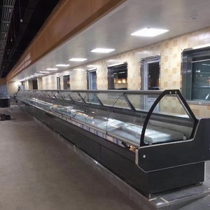 Présentoir de viande en verre incurvé réfrigéré, réfrigérateur de boucherie, équipement de boucherie, prix d'usine - Product Image 1
