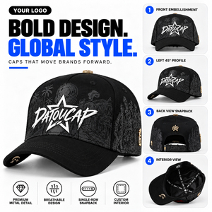 Gorra de Béisbol Bordada Personalizada, Gorras de Béisbol de 5 Paneles al por Mayor, Bordado 3D Premium, Estilo Urbano, Detalle Metálico - Product Image 4