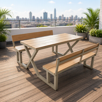 Table intégrée moderne 4 places, imperméable, résistante au soleil, robuste et durable, adaptée à la restauration commerciale et aux usages domestiques