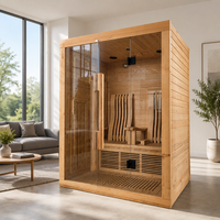 Sauna infrarouge lointain moderne ODM 2 places en hemlock, faible EMF, avec chauffages en fibre de carbone, appareil de soins de santé intérieur, boîtier de configuration modulaire