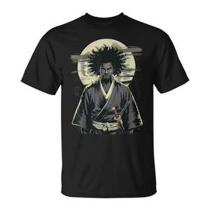 Camiseta de Guerrero Samurai Afroamericano Vintage con Katana - Product Image 1