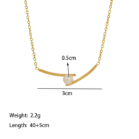 Collier en acier inoxydable style minimaliste avec pendentifs imitation perles françaises, idéal pour les soirées élégantes et tendances sur Instagram