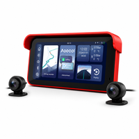 Aoocci C6 Pro 6.25 Inch HDR Dual 1080P Kamera Dasbor Motor Nirkabel CarPlay IP67 Tahan Air DVR Navigasi Pintar Sepeda Motor