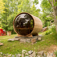 Sauna extérieur en bois de cèdre à 6 places, design moderne, bois de pruche traité thermiquement avec fonction de vapeur humide pour une utilisation en matière de santé