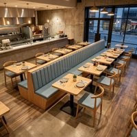 Gewerbliche Doppelseitige Restaurant-Sitzbank Farbige Leder-Holz-Sitzbank Esszimmer-Set für Café und Hotel
