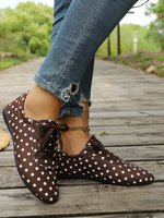 Chaussures plates décontractées pour femmes en gros, à pois, en tissu, à lacets, bout rond, respirantes, semelle souple, baskets, logo personnalisé OEM ODM 2026