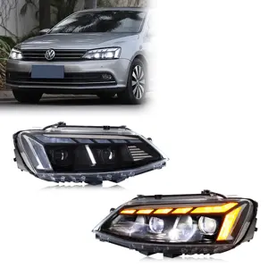 قطع غيار سيارات مصباح LED فانوسات أمامية لـ VW فولكس فاجن جيتا ساجيتار MK6 2015 2018 مجموعة عين حمراء لإشارة الدوران الديناميكية شعاع مرتفع DRL