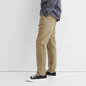 Por encargo de los hombres de entrenamiento de algodón Chinos Pantalones de cintura alta recto Color sólido ligero bordado estilo Casual al por mayor - Product Image 3