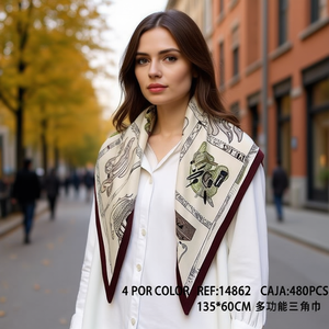 Sciarpa triangolare Nz 135x60 cm Sciarpa leggera stampata alla moda per donna, per tutte le stagioni, uso quotidiano - Product Image 3