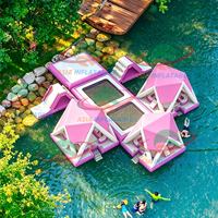Plateforme flottante Firstents, tente d'ombrage gonflable, bar de loisirs multi-personnes, canapé-lit flottant, lit flottant, piscine, yacht