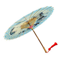 Parapluie décoratif classique chinois fait main en papier huilé de bambou imperméable Junvoy, motif fleur de prunier, 84 cm, Leo-661, pour le bureau