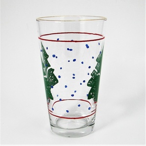 Albero di natale natale bicchiere bicchiere bicchiere oro bordo striscia rossa neve blu - Product Image 2