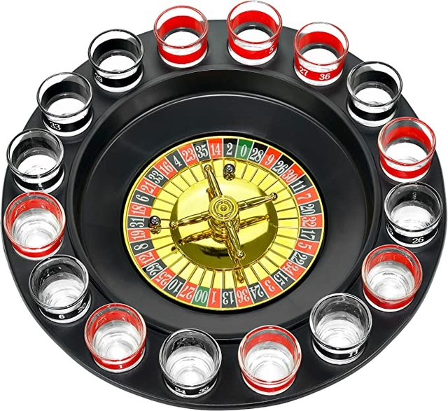 16 Shot Glass Roulette Machine for Drinking, Drinking Party Roulette Wheel Game Set