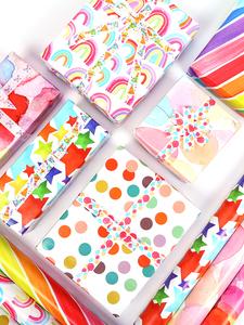 Vente en gros 80g anniversaire multicolore papier d'art tissu 43*300cm cadeau de luxe emballage personnalisé rouleau de papier d'emballage - Product Image 4