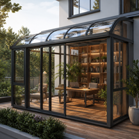 Véranda autoportante en verre pour jardin d'hiver, approvisionnement en gros pour la construction d'aires de loisirs extérieures d'hôtels et de complexes hôteliers