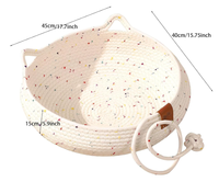 Lit pour animaux de compagnie confortable en corde de coton colorée tissée, nid de maison avec différents paniers de rangement en coton