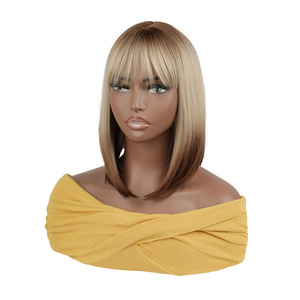 วิกผมบ๊อบสำหรับผู้หญิง - <span class=keywords><strong>ผม</strong></span><span class=keywords><strong>สั้น</strong></span>ตรงมีหน้าม้า วิกผมสังเคราะห์สีฟ้าไล่ระดับ สไตล์ยุโรปและอเมริกา - Product Image 3