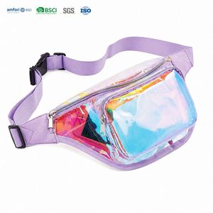 Transparent PVC Waist <b>Bag</b> Holographic Fanny Pack Adjustable Belt Zipper Pouch for Travel <b>Festival</b> Sports - Product Image 1