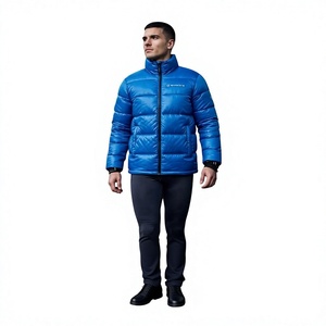 Veste matelassée à capuche bleue pour homme, col montant, chaude, imperméable, légère, pour l'hiver et les activités de plein air, One Apex - Product Image 1