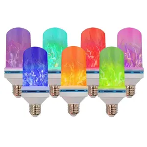 E27 AC85V ~ 265V rouge bleu vert jaune violet coloré 6W effet ampoule de feu clignotant LED lampe à flamme