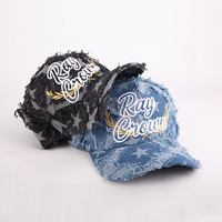 Gorra de Béisbol Unisex de Mezclilla con Estampado de Estrellas Desgastadas y Bordado 3D, Estilo Hip Hop, de Alta Calidad, al por Mayor