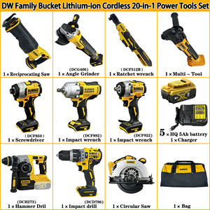 Nouvel ensemble d'outils multifonctionnels <span class=keywords><strong>DeWalt</strong></span> <span class=keywords><strong>20V</strong></span> Max 5.0ah Li-ion, 21 pièces, comprenant une clé à chocs, une meuleuse, une perceuse, un ensemble d'outils XR 20-en-1 - Product Image 2