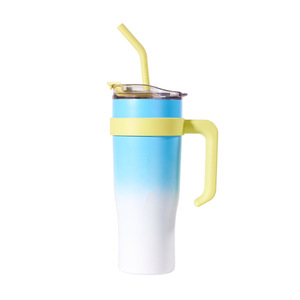 Giant Gradient Handle <b>Insulated</b> <b>Mug</b> 40oz Stainless Steel With Straw Travel Tumbler - Product Image 1