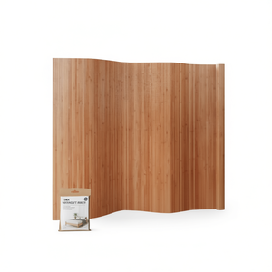 Separador de ambientes de bambú de 236.2 pulgadas de ancho y 65 pulgadas de alto, plegable, móvil, con diseño minimalista. - Product Image 1