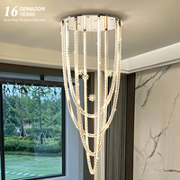 Lustre moderne pour salon, villa de luxe, duplex, loft, hall, plafond haut, lustre en cristal, luminaire suspendu pour escalier