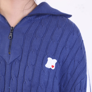 Suéter personalizado OEM y ODM para mujer, prendas de punto gráficas, ropa de mujer con cremallera, Jersey de punto de manga larga, suéter de cuerda torcida para mujer - Product Image 4