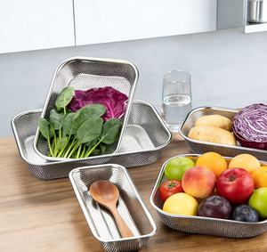 Scolapasta Quadrato <span class=keywords><strong>Grande</strong></span> in Acciaio Inossidabile, Colino Multifunzionale da Cucina per Frutta e Verdura - Product Image 2