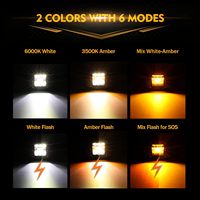 Lumières stroboscopiques blanches ambrées de 5 pouces 42W feu antibrouillard jaune de tireur latéral, lumière de travail de conduite de 6 modes avec fonction de mémoire