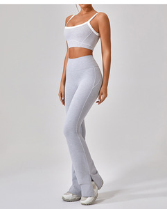 G TOP Pantalones de yoga con corte de <span class=keywords><strong>pierna</strong></span> de retales de color para mujer Pantalones acampanados de compresión lindos con trasero de melocotón - Product Image 4